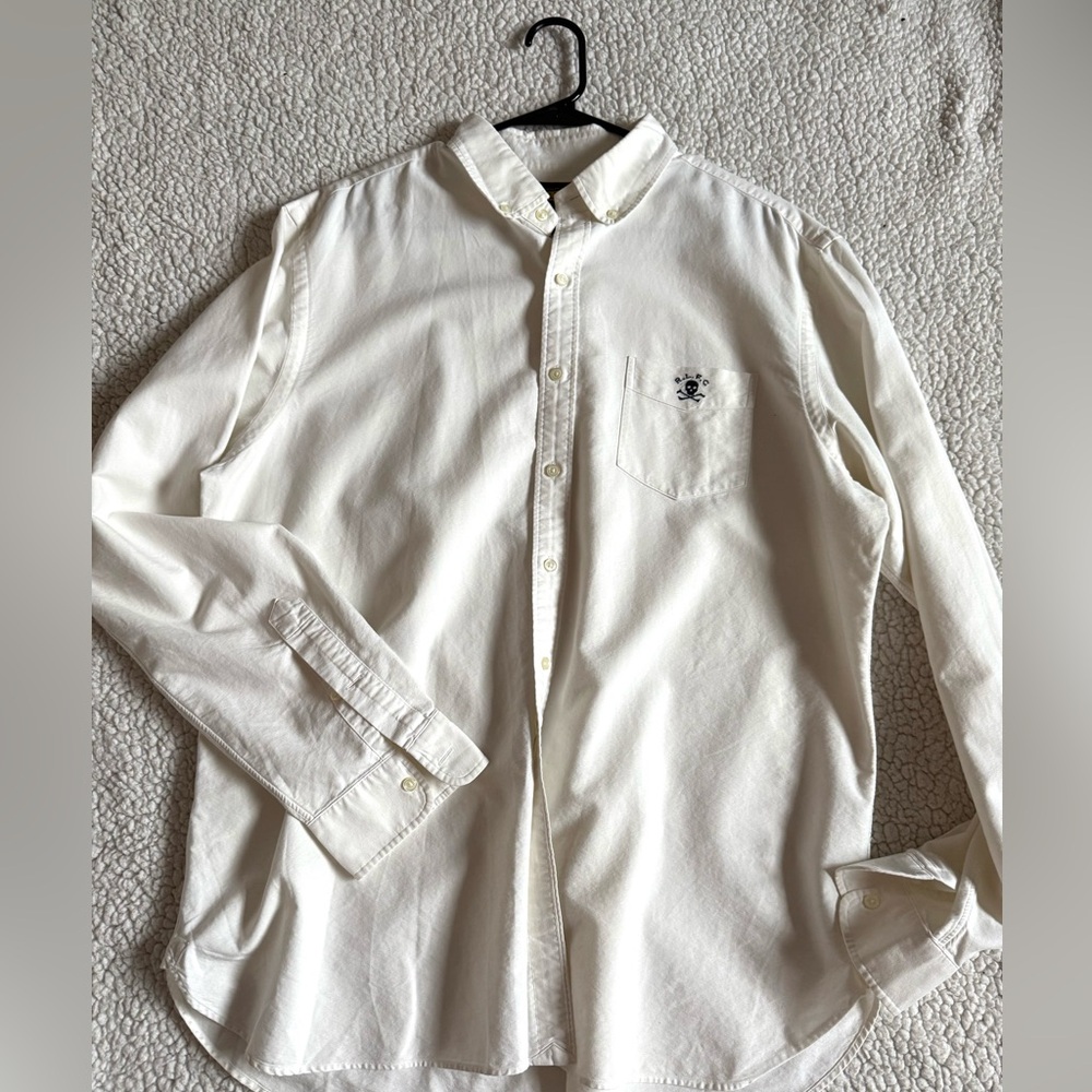 Vintage Ralph Lauren Rugby Men’s Oxford Button Up Long Sleeve Shirt White Preppy